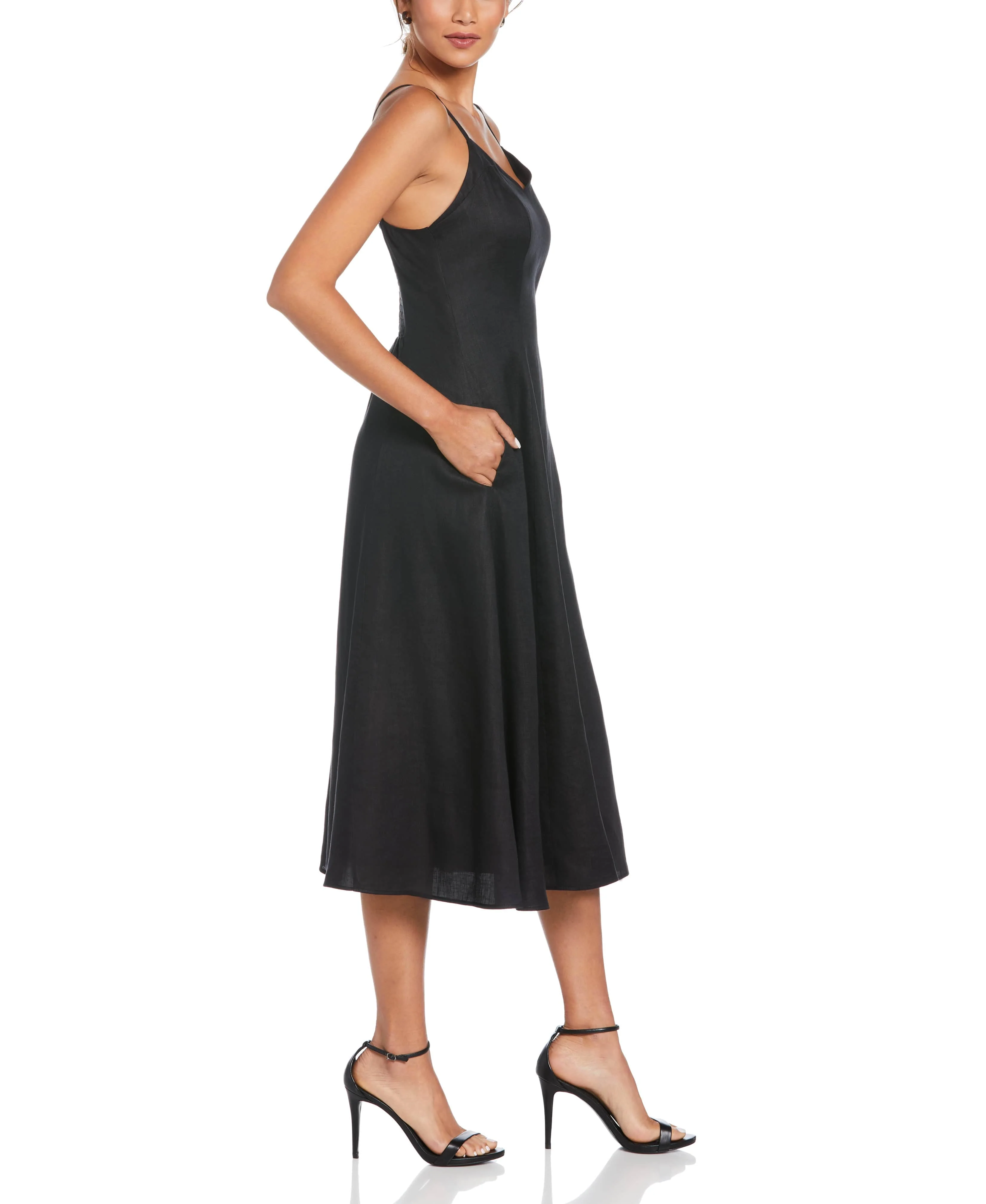 Linen Thin Strap Midi Dress - Image 3