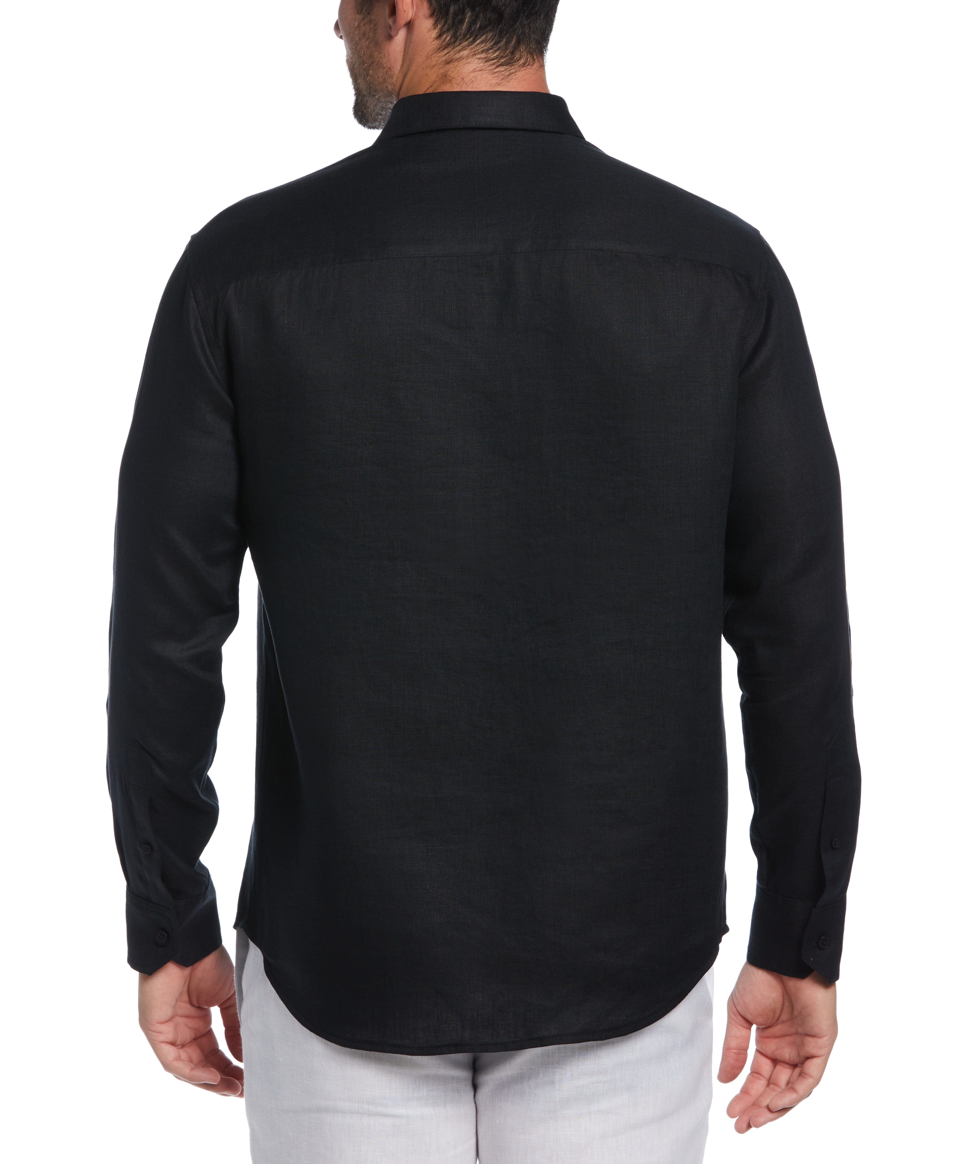 Linen Triple Tuck Embroidered Panel Shirt - Image 2