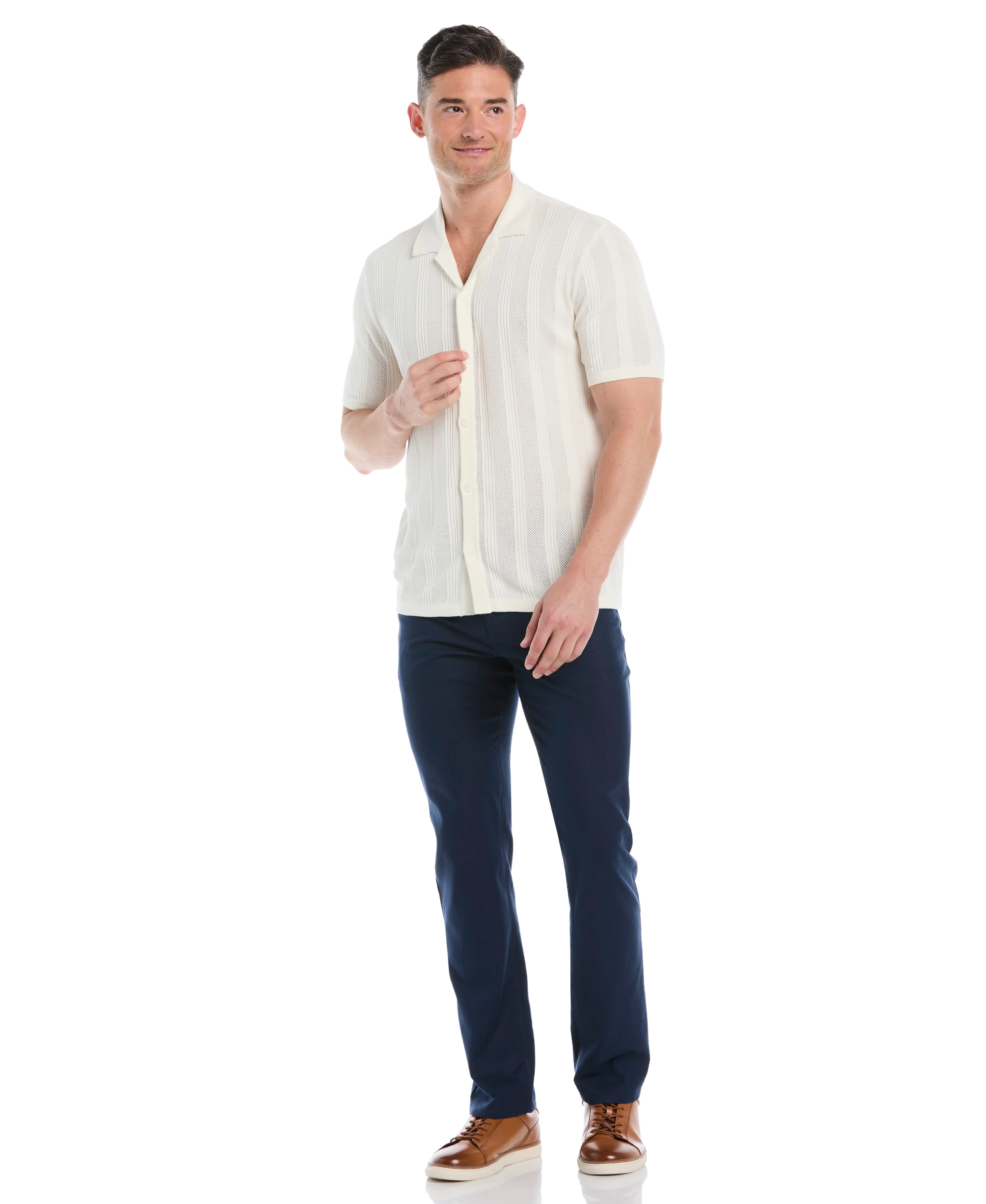 Mesh Stripe Short Sleeve Sweater - Image 23