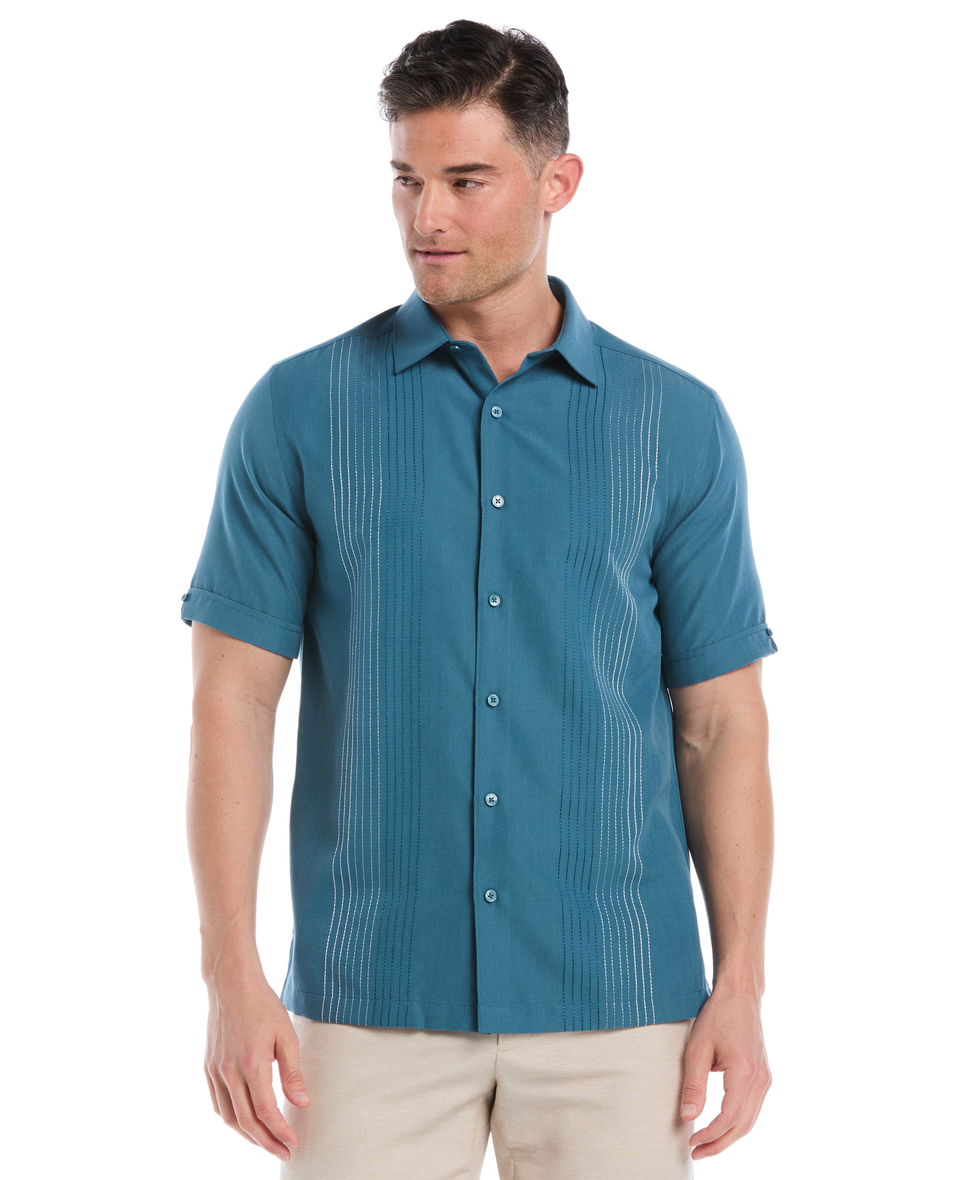 Big & Tall Ombre Embroidered Panel Shirt - Image 17