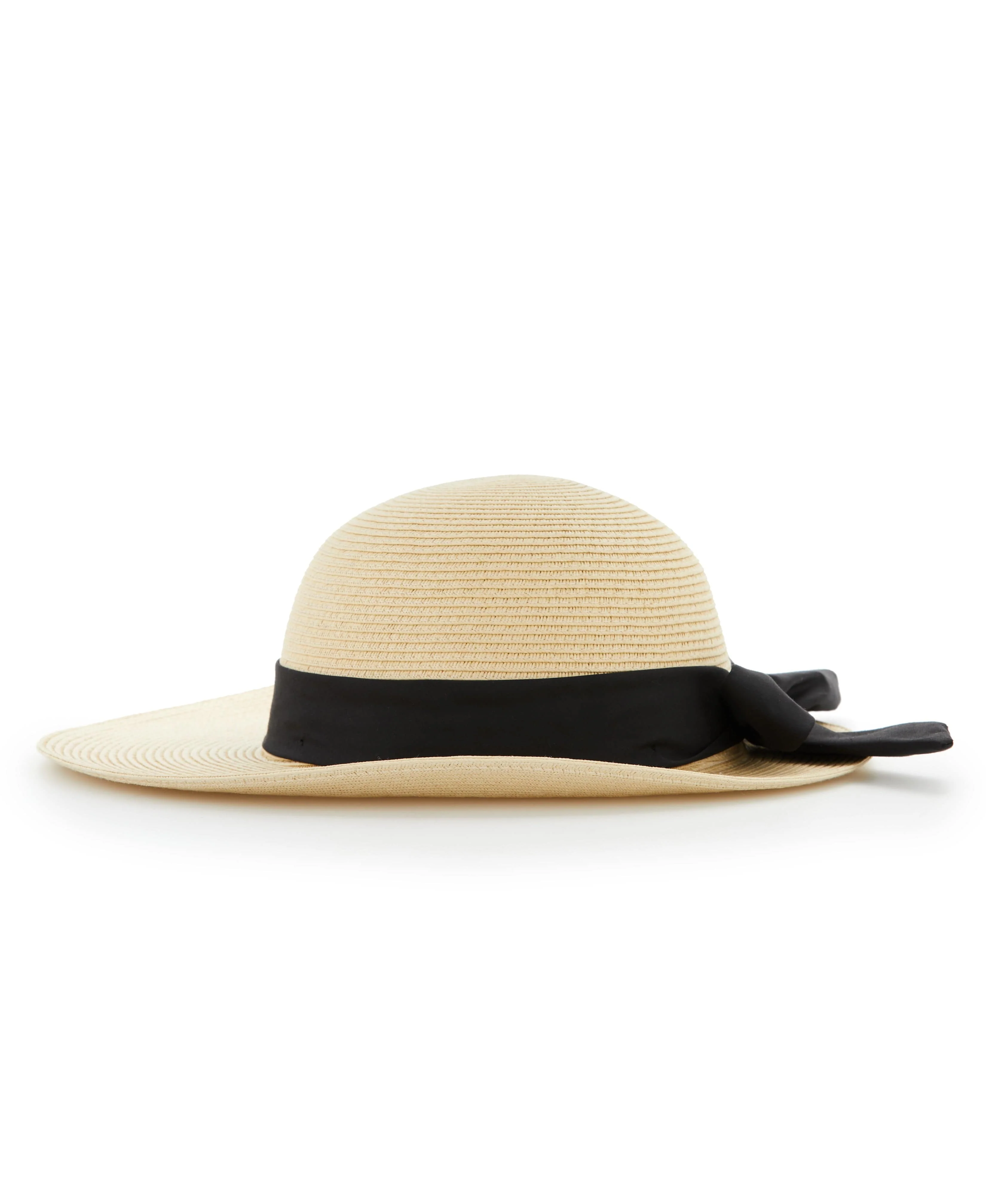 Paper Braid Women Hat W/ Ribbon