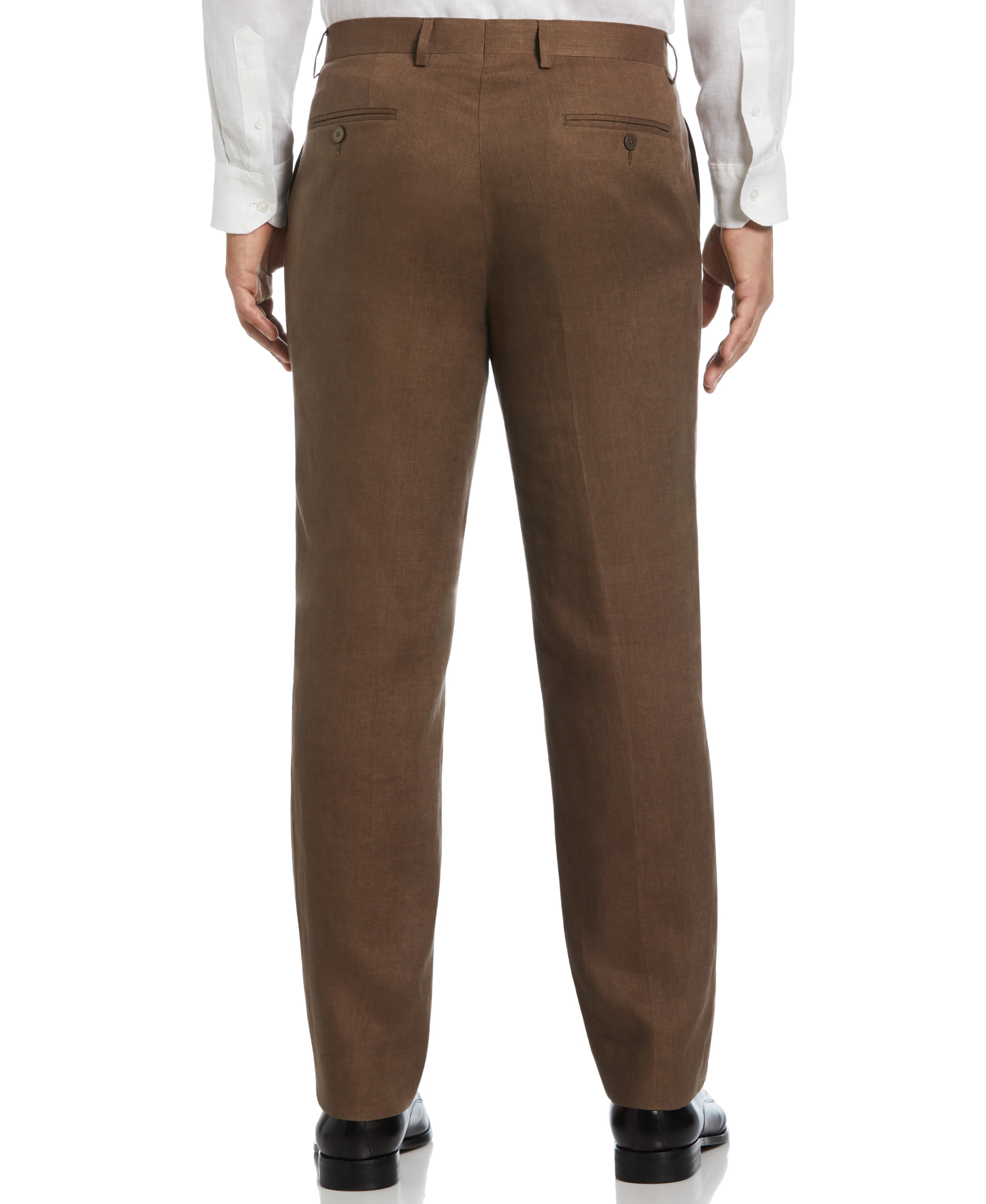 100% Linen Solid Flat Front Pants - Image 5