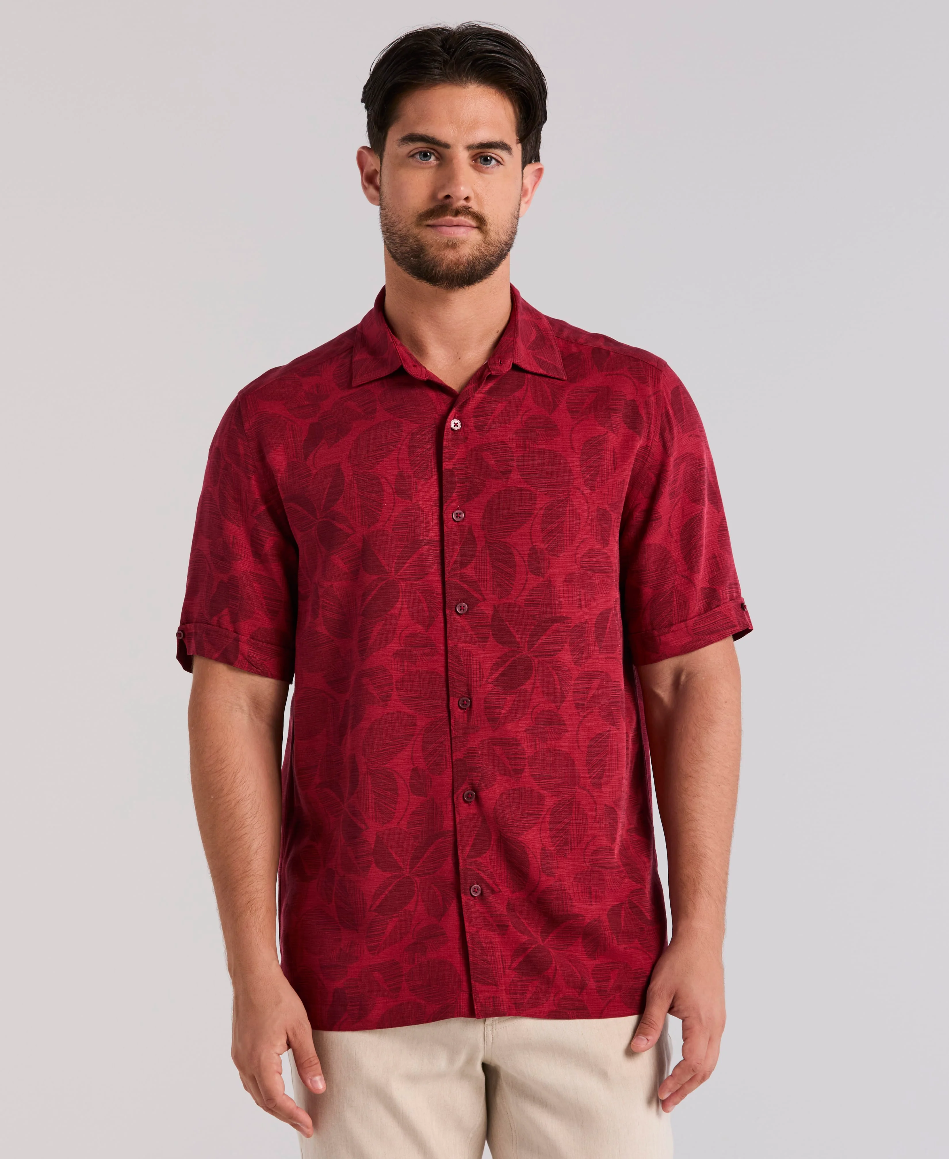 Textured Tonal Floral Print Shirt