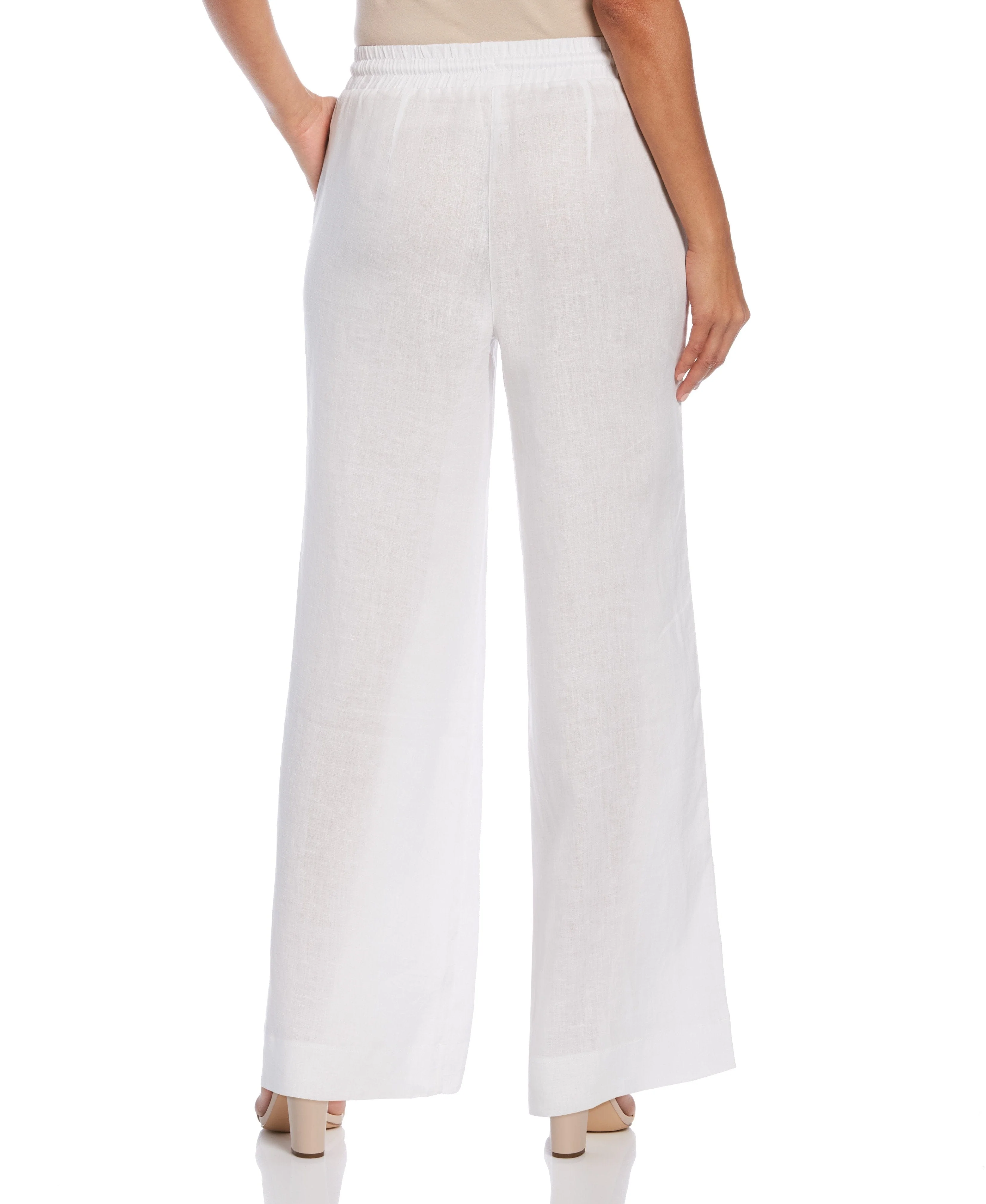 Women's Wide Leg Drawstring Linen Pant - Image 2